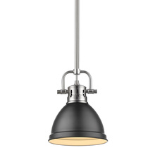  3604-M1L PW-BLK - Duncan Mini Pendant with Rod in Pewter with a Matte Black Shade
